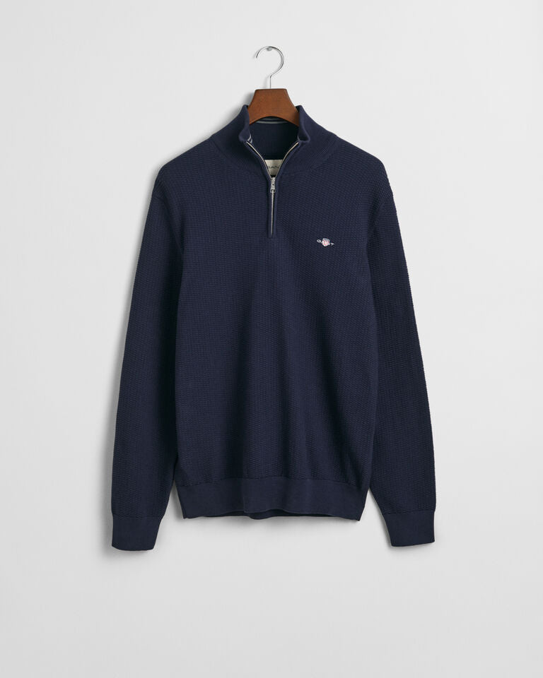An image of the Gant Cotton Micro Textured Half Zip Sweater