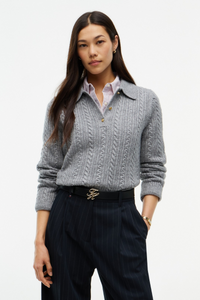 Long Sleeve Polo Cable Sweater