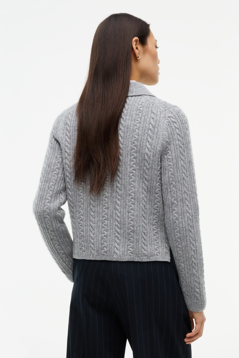 Long Sleeve Polo Cable Sweater