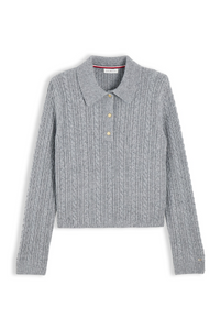 Long Sleeve Polo Cable Sweater