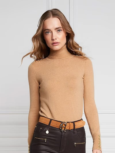 An image of the Holland Cooper Buttoned Knit Roll Neck