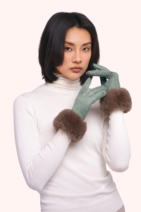 Bettina Faux Suede/Fur Gloves