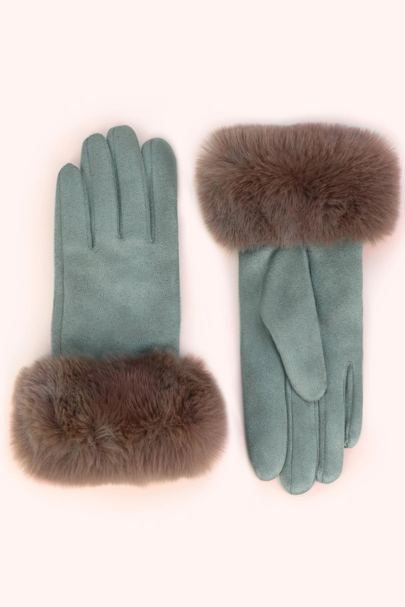 Bettina Faux Suede/Fur Gloves
