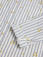 White Stuff Sophie Heart Embroidered Shirt. A regular fit shirt with an all-over striped design and subtle yellow heart embroidery.
