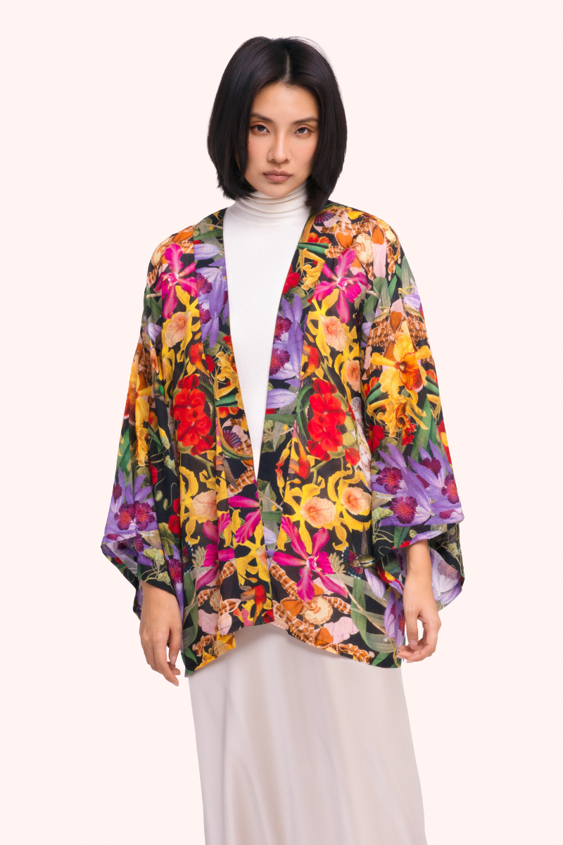 Botanical Kaleidoscope Short Kimono Jacket