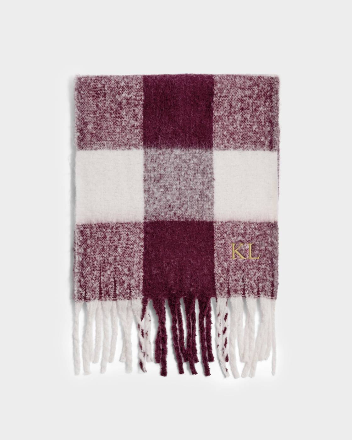 Recycled Checked Tassel Scarf