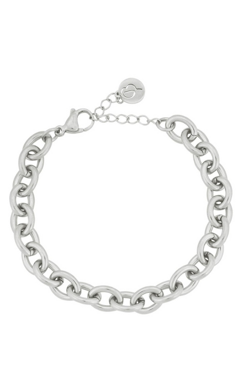 Edblad Loop Bracelet. A bracelet with interlocking loop design in stainless steel with adjustable length.