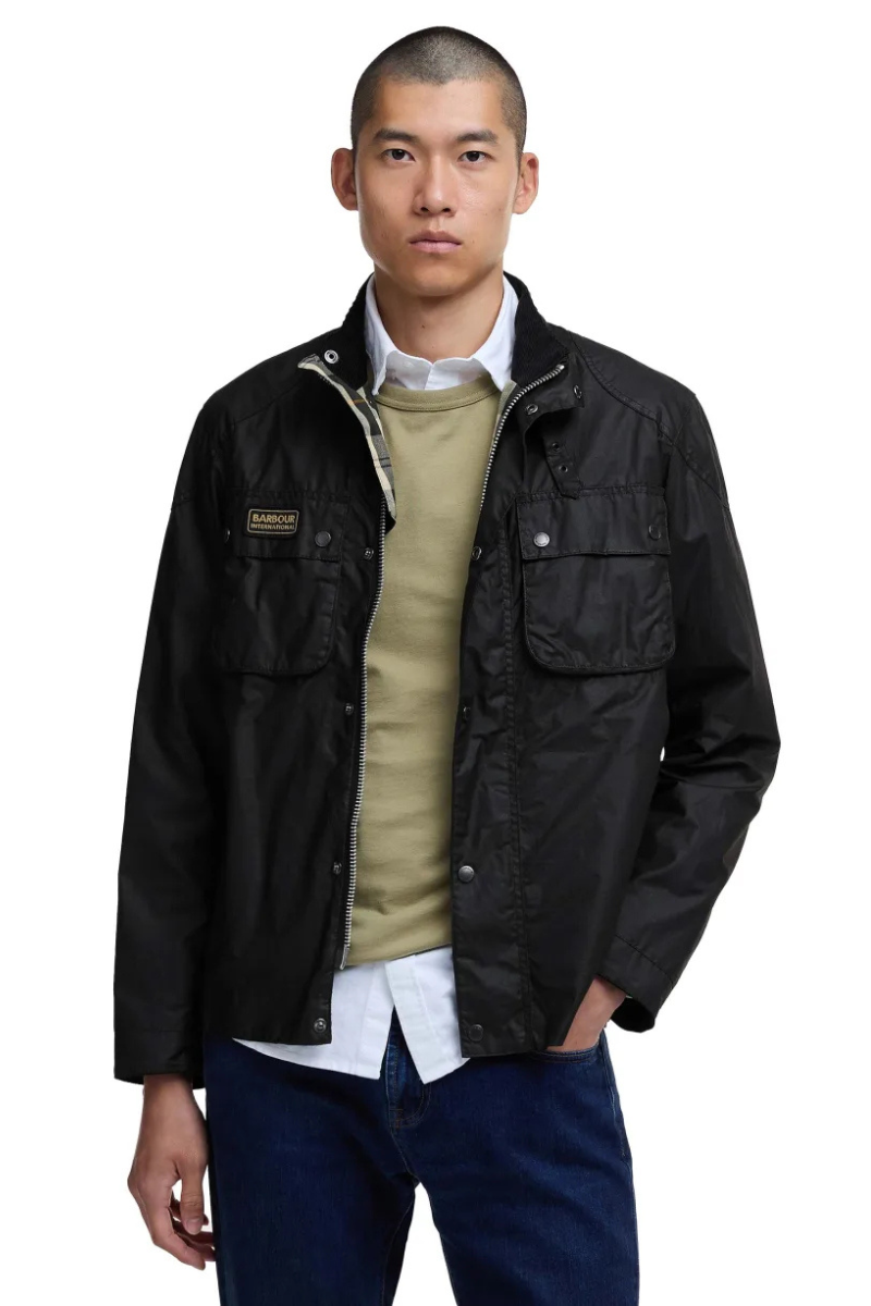 An image of the Barbour International Merton Wax Jacket