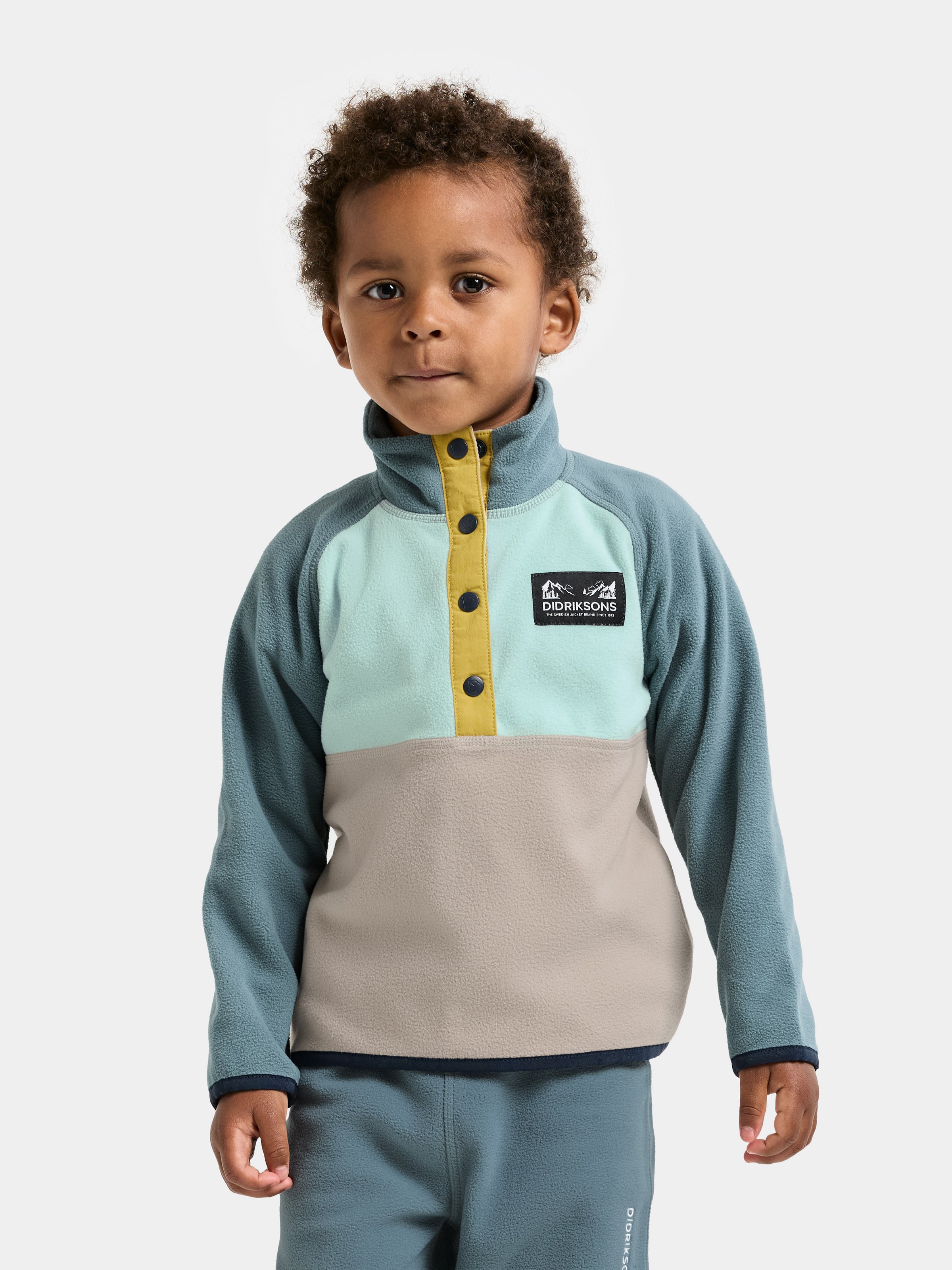 An image of the Didriksons Monte Kids Half Button Fleece