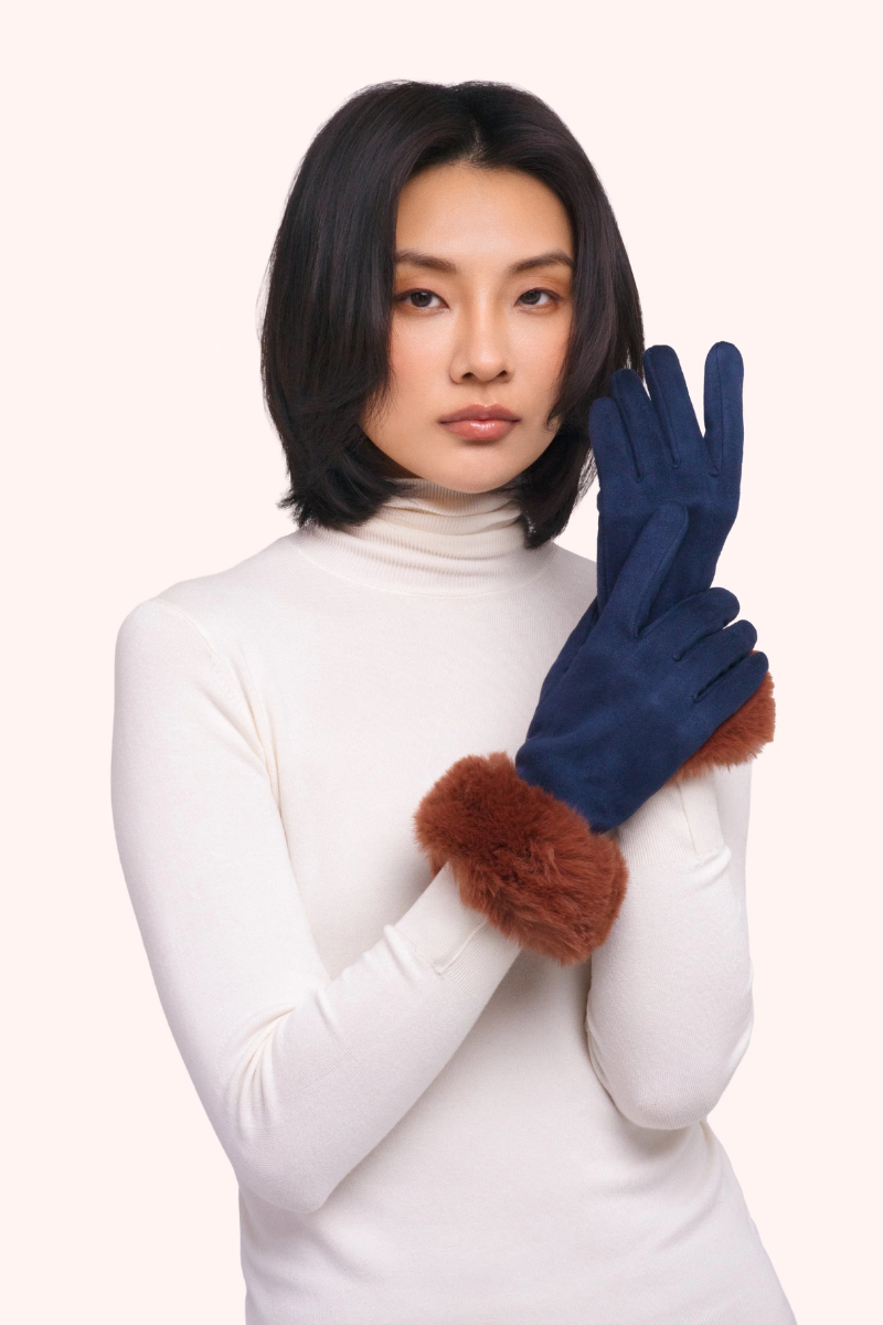 Bettina Faux Suede/Fur Gloves
