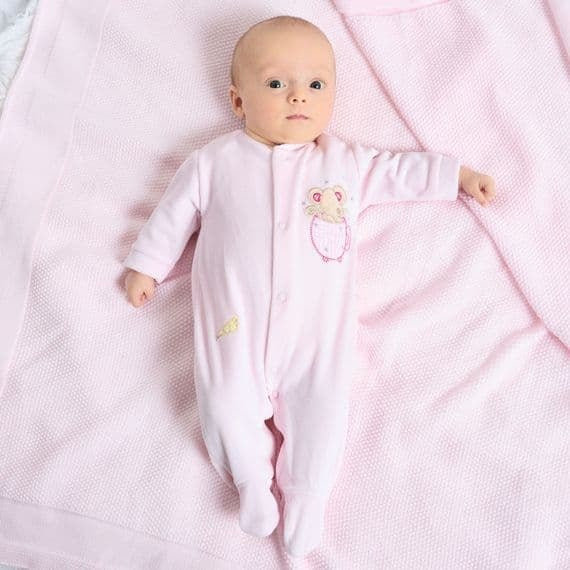 An image of the Dandelion Clothing Mouse & Tea Cup Velour Sleepsuit
