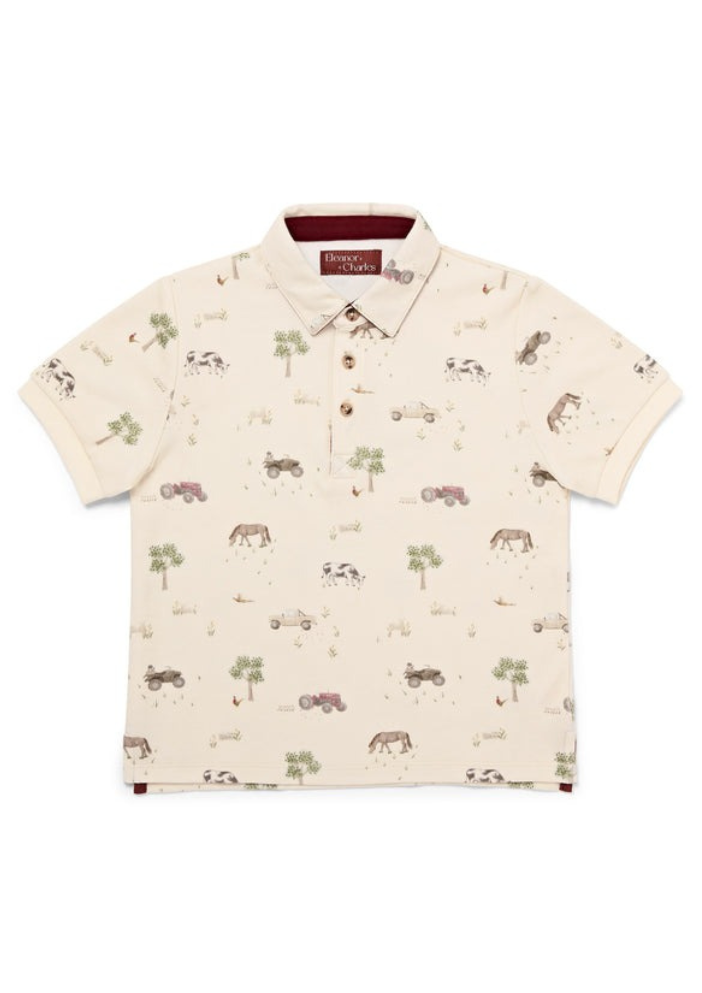 An image of the Eleanor Charles The Farm Print Polo Shirt
