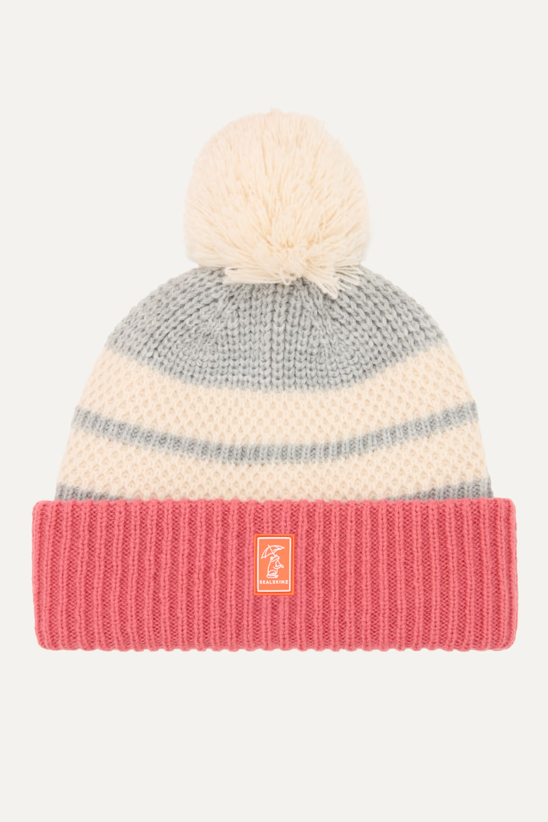 Pulham Kid's Textured Roll Cuff Bobble Hat