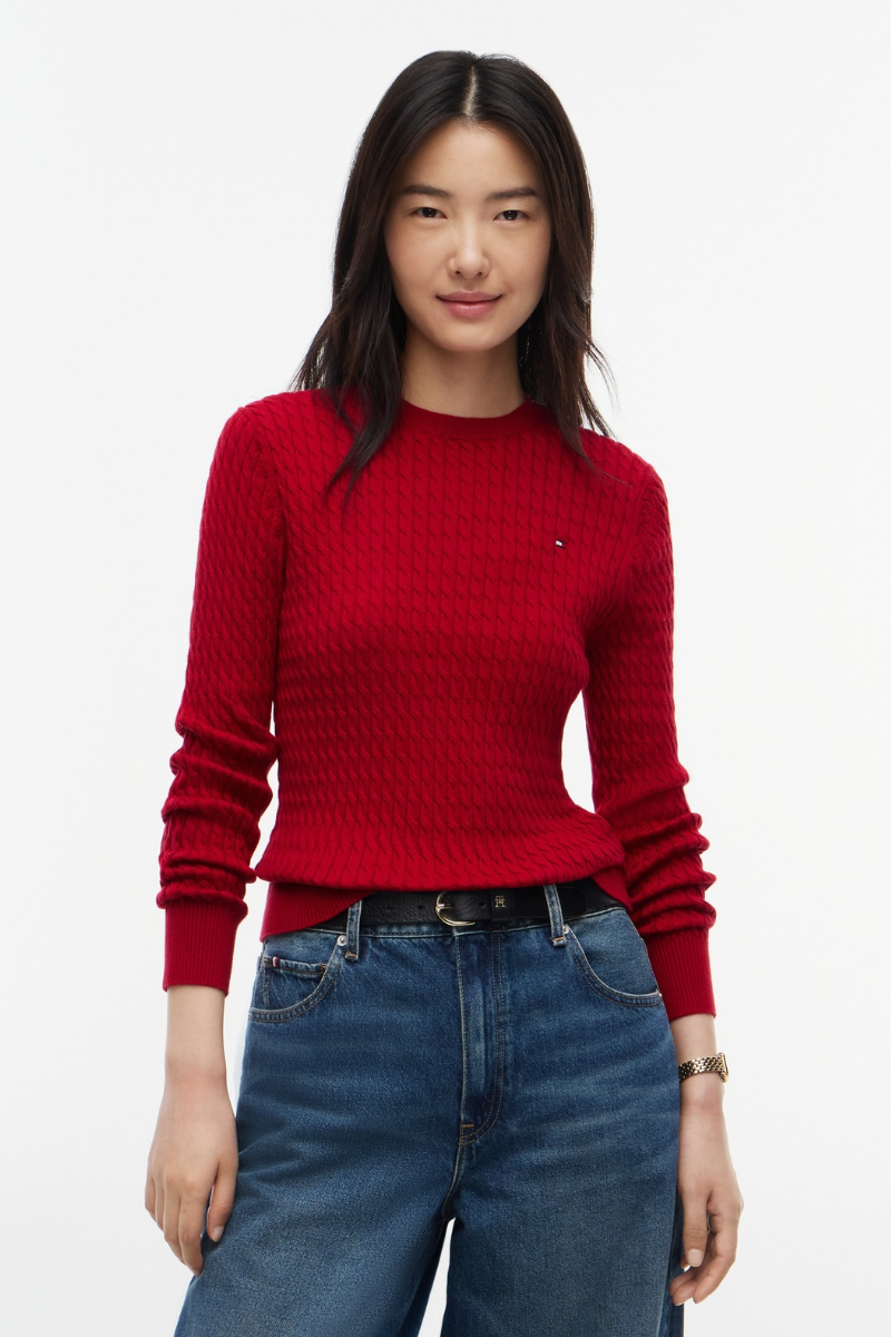 Fine Cable Knit Slim Jumper