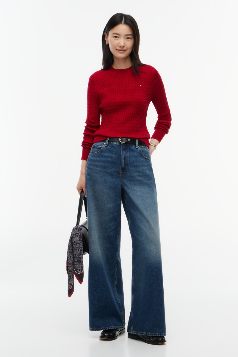 Fine Cable Knit Slim Jumper
