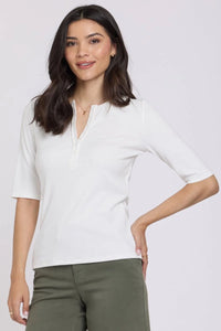 Elbow Sleeve Ribbed Henley