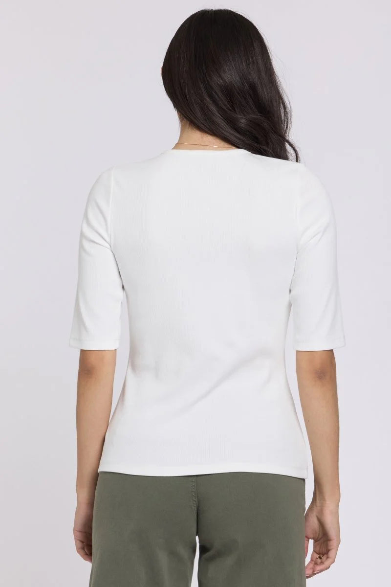 Elbow Sleeve Ribbed Henley
