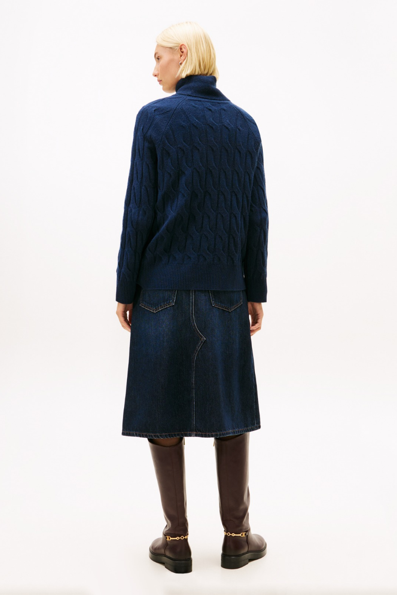 Soft Wool Cable Knit Roll Neck Jumper
