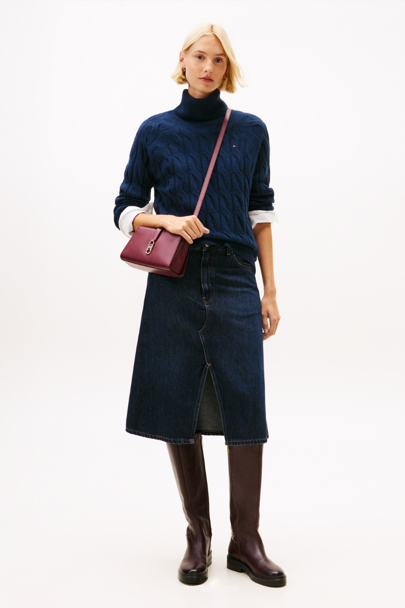 Soft Wool Cable Knit Roll Neck Jumper
