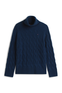 Soft Wool Cable Knit Roll Neck Jumper