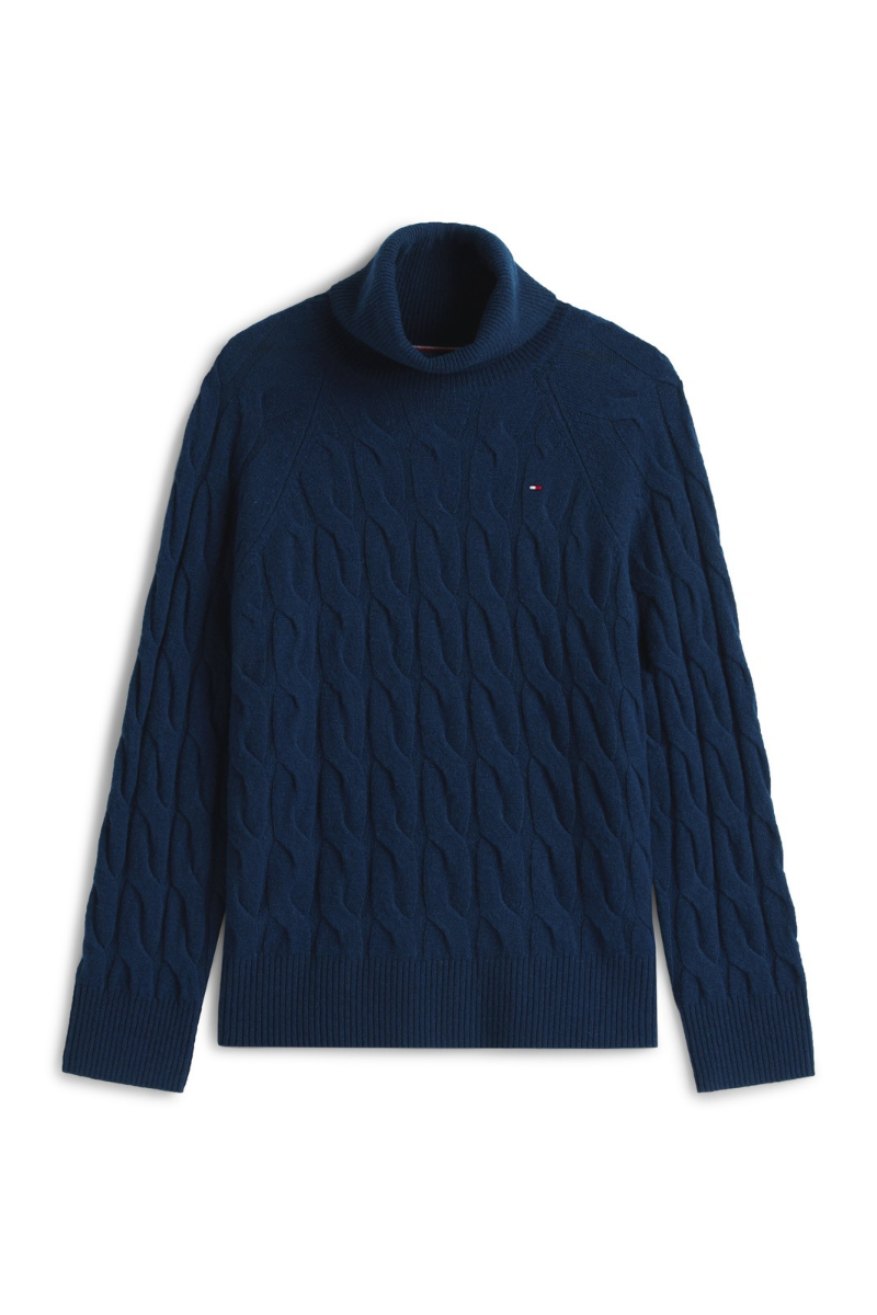 Soft Wool Cable Knit Roll Neck Jumper