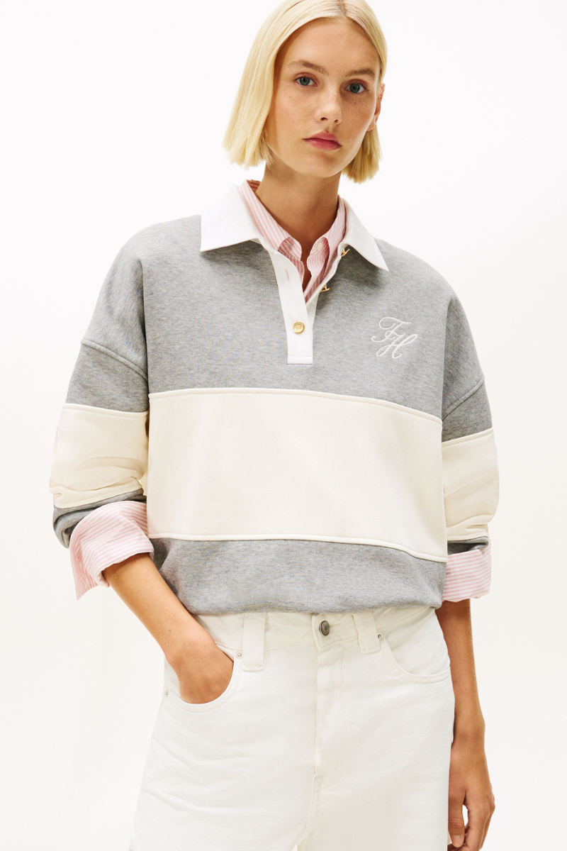 An image of the Tommy Hilfiger Gold Button Rugby Fleece Sweatshirt