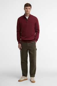 Cotton Quarter Zip Knitted Jumper