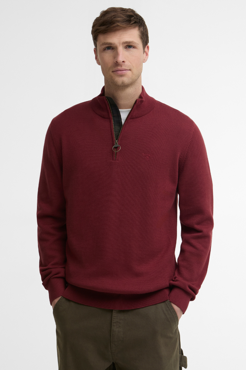 Cotton Quarter Zip Knitted Jumper
