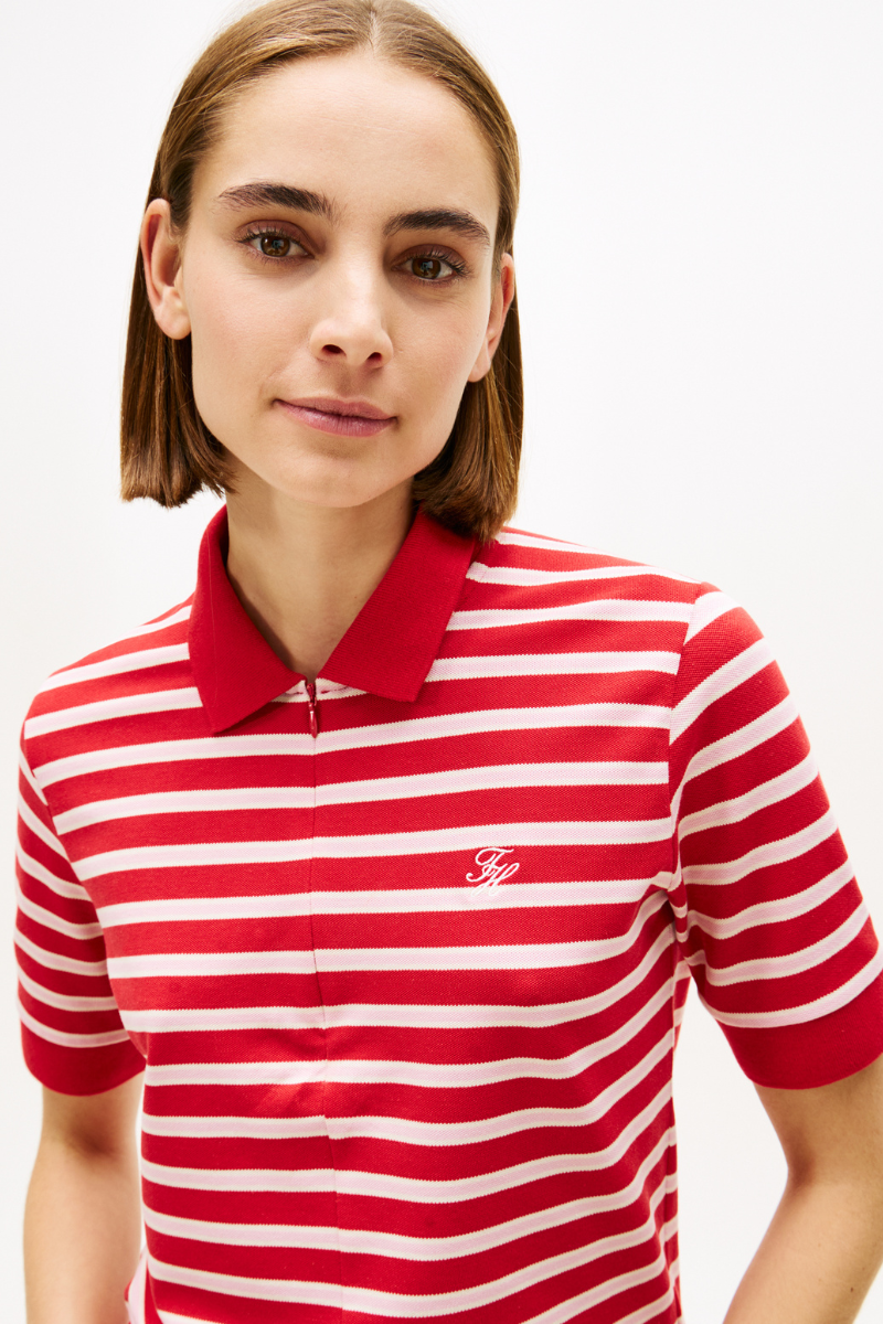 An image of the Tommy Hilfiger Script Lyocell Zip Polo