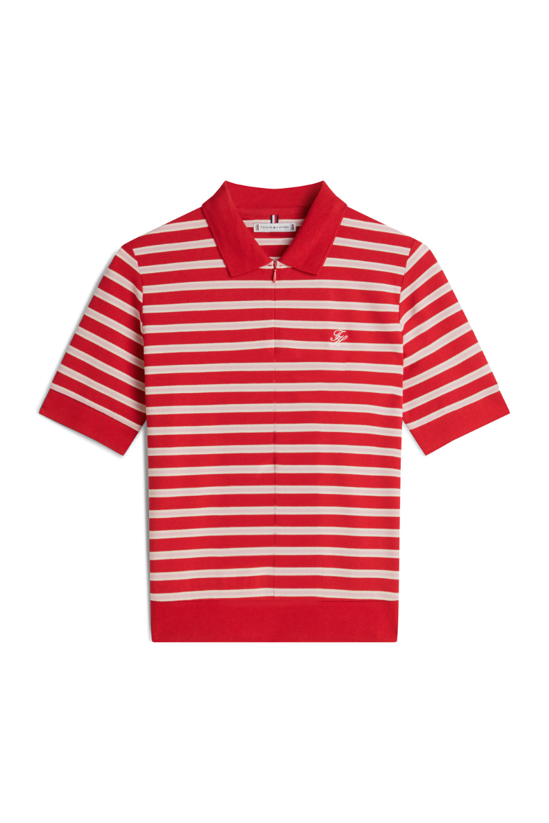 An image of the Tommy Hilfiger Script Lyocell Zip Polo