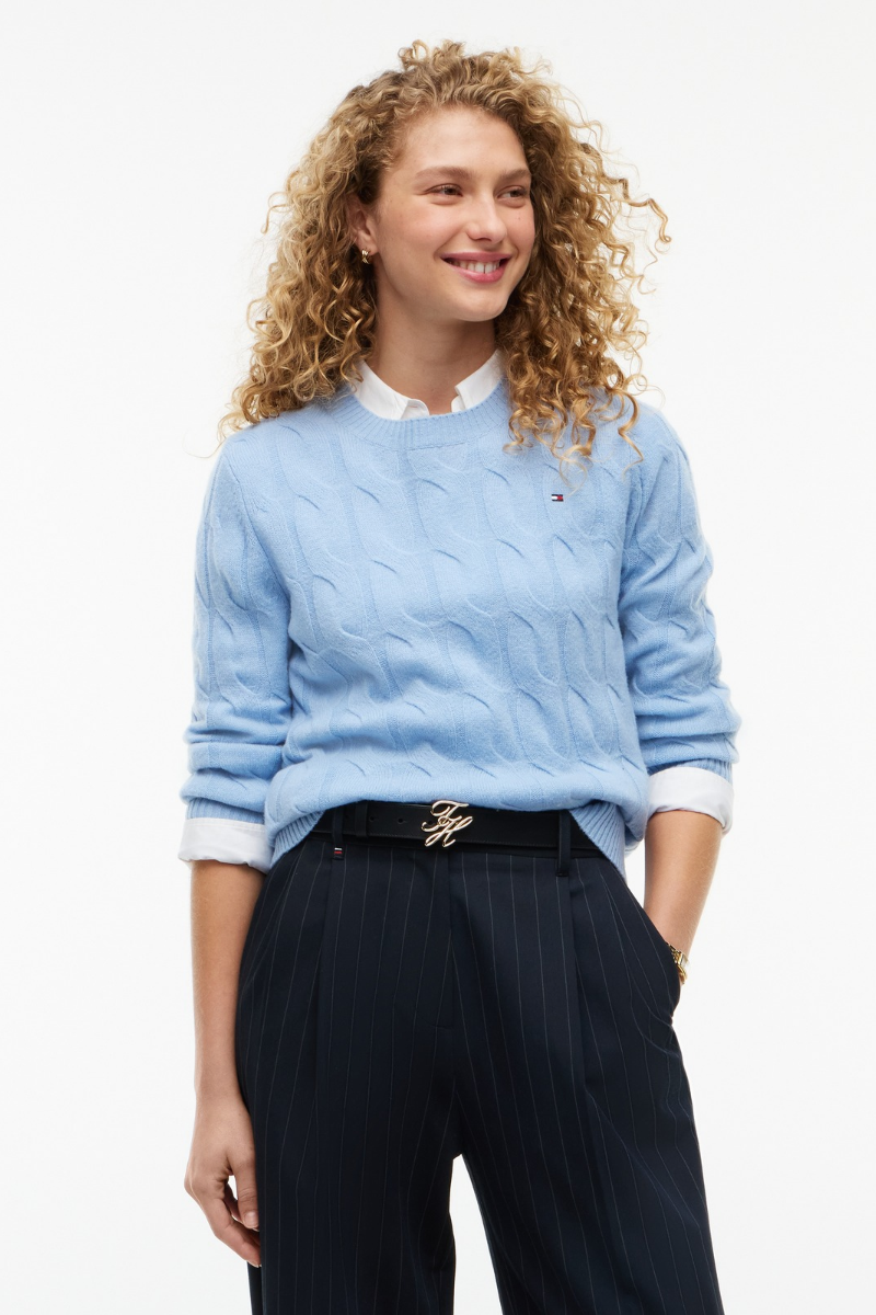 Soft Wool Cable Knit Crew Neck Jumper