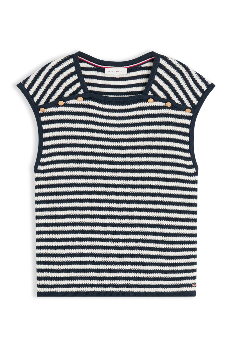Gold Button Square Neck Top
