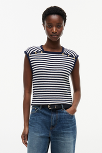 Gold Button Square Neck Top