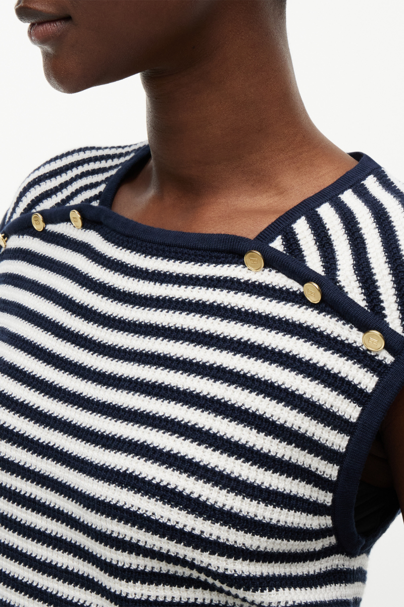 Gold Button Square Neck Top
