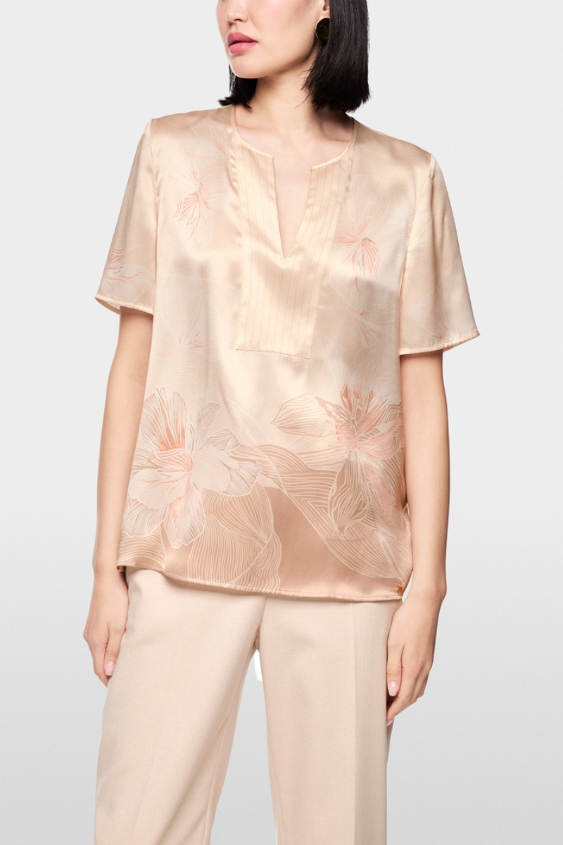 An image of the Marc Cain Short-sleeved Pure Silk Blouse