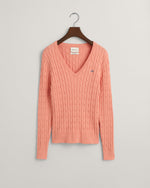 An image of the Gant Stretch Cotton Cable V-Neck