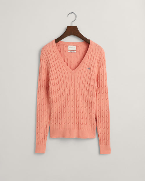 An image of the Gant Stretch Cotton Cable V-Neck