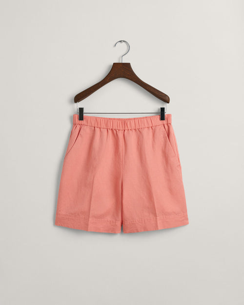 An image of the Gant Relaxed Fit Linen Blend Pull-On Shorts in the colour Peachy Pink.