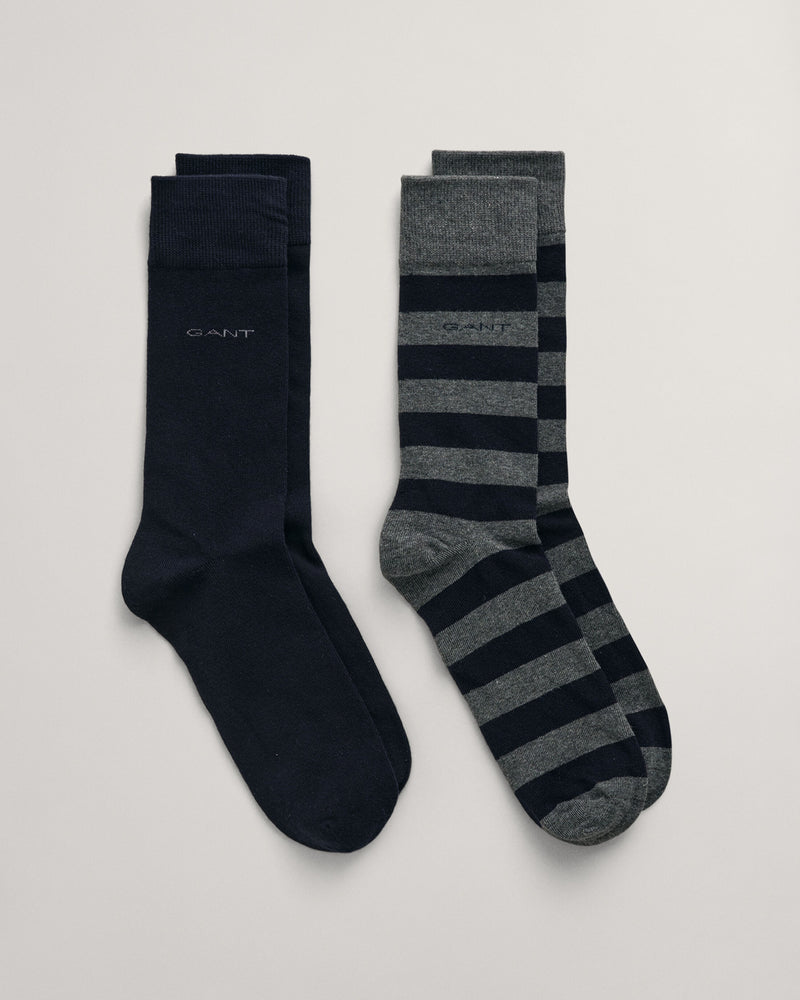 Barstripe & Solid Socks - 2 Pack