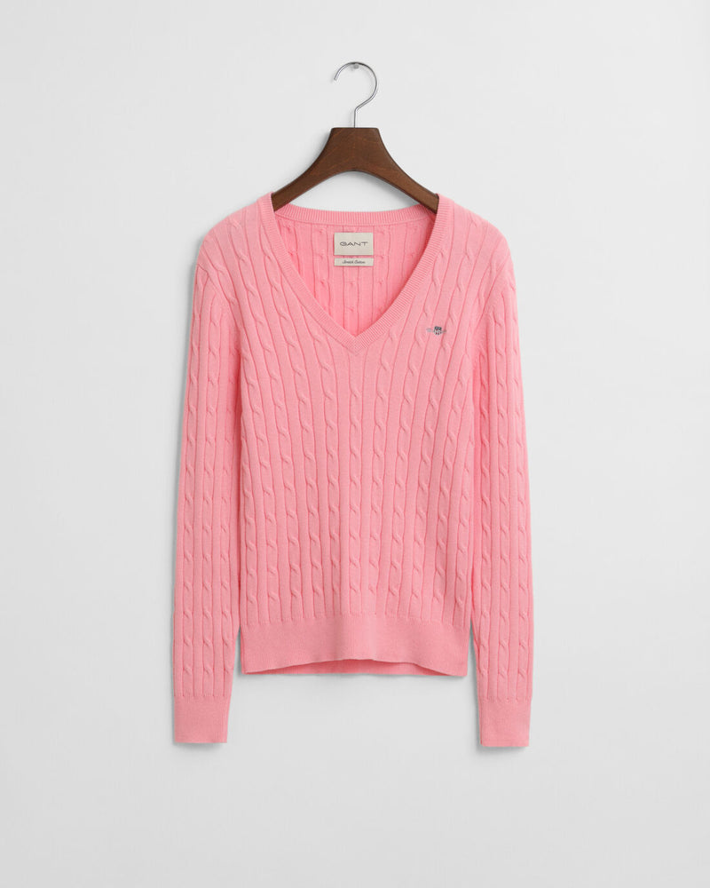 An image of the Gant Stretch Cotton Cable V-Neck
