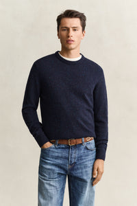 Wool Blend Mouline Crew Neck