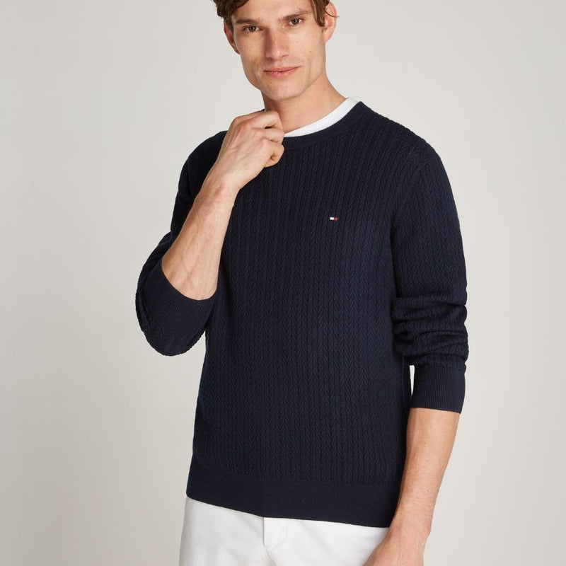 An image of the Tommy Hilfiger Herringbone Knit Crew Neck Jumper