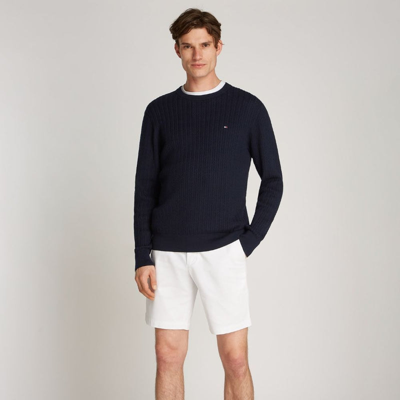 An image of the Tommy Hilfiger Herringbone Knit Crew Neck Jumper