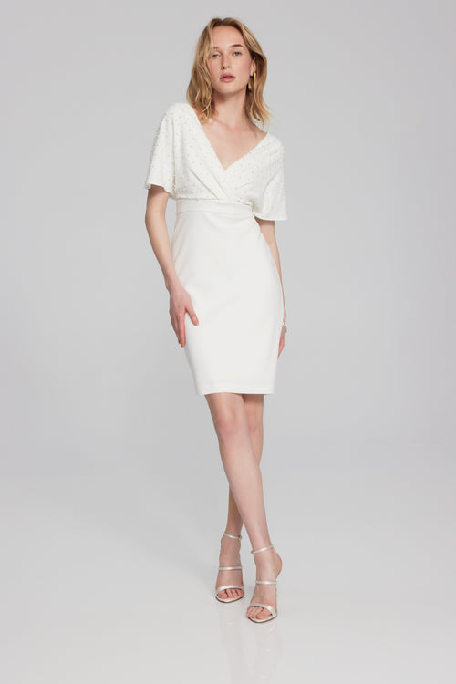 An image of the Joseph Ribkoff V-Neck Dress with Pearls