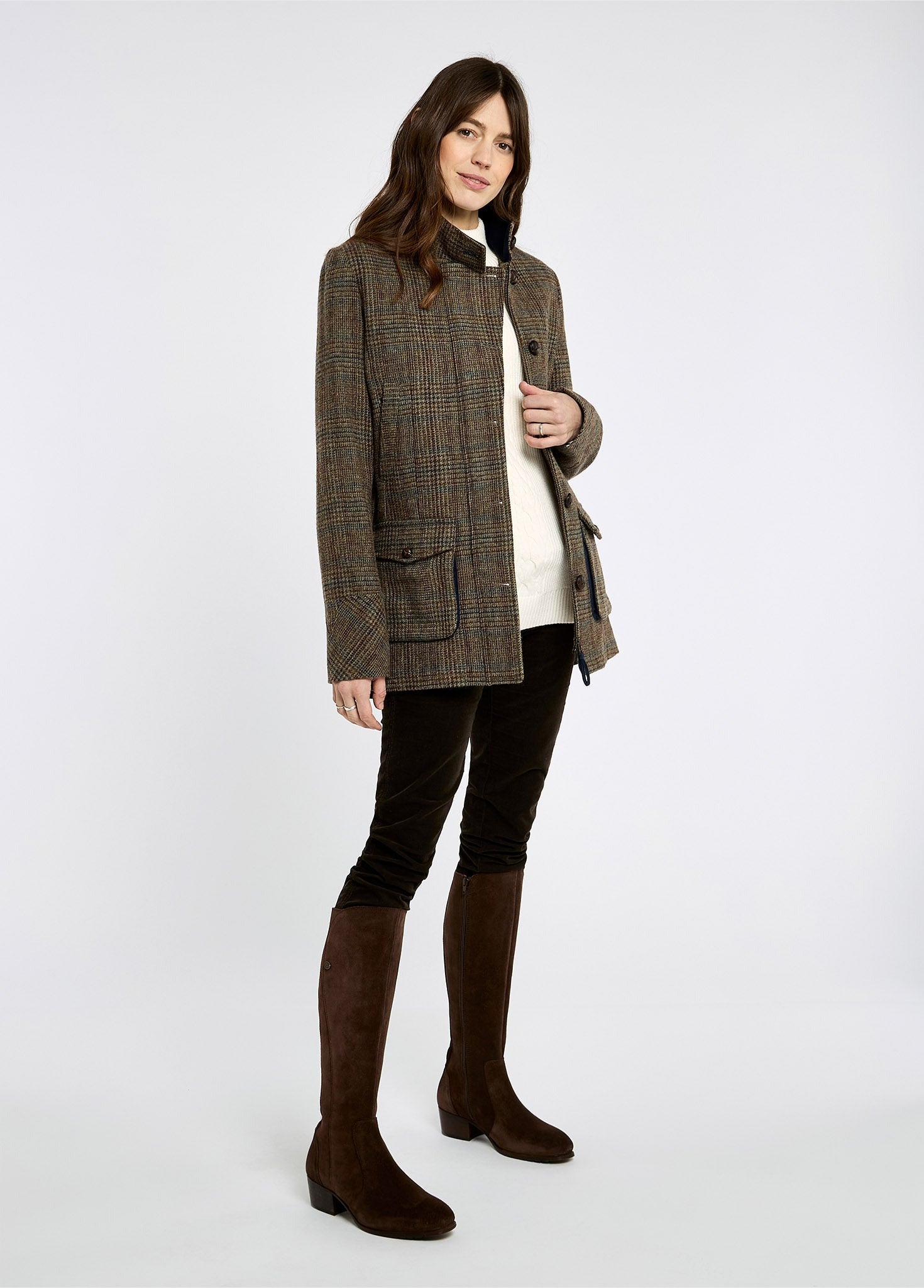 An image of the Dubarry Willow Long Length Tweed Utility Jacket