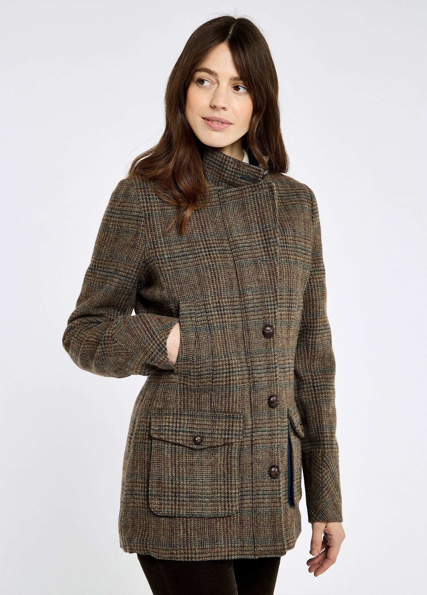 An image of the Dubarry Willow Long Length Tweed Utility Jacket