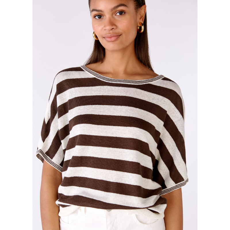 An image of the Oui Short Sleeve Stripe Jumper