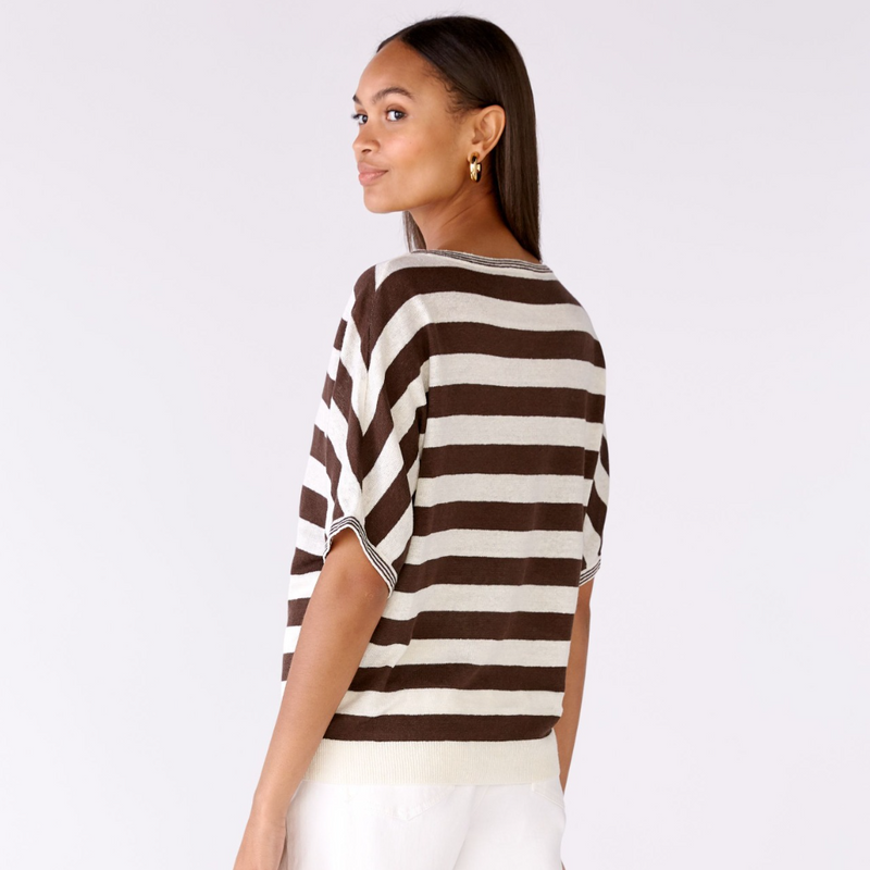An image of the Oui Short Sleeve Stripe Jumper