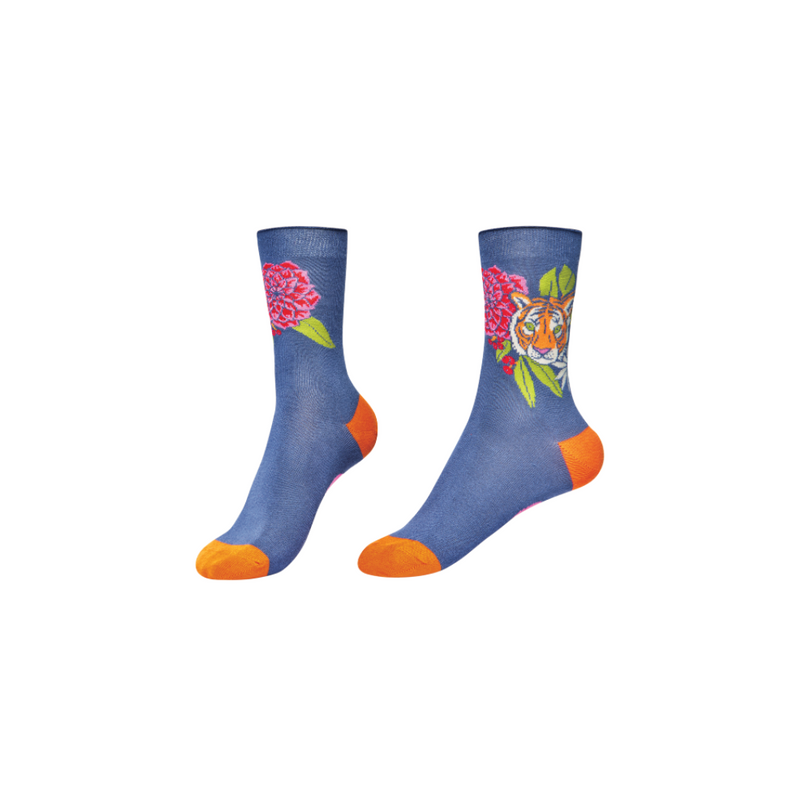 An image of the Powder Floral Tiger Ankle Socks