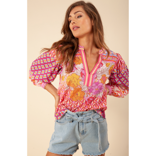 An image of the Hale Bob V Neck Print Shirt